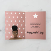母の日おめでとう！黒人女性，白い星，ピンク カード (内部)