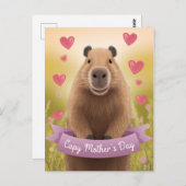 母の日おもしろいカード母かわいいカピバラのプレゼント ポストカード (正面/裏面)