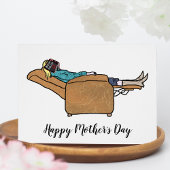 母の日おもしろい母が本で眠る