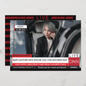 母の日おもしろいTVニュース壮観なFab 招待状 (正面/裏面)