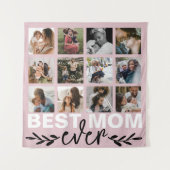 母の日お最高の母さん写真コラージピンク タペストリー (正面)