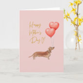 母の日から犬 – Dachshund Mom カード (黄色い花)