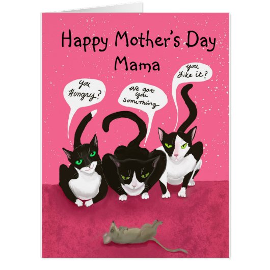 母の日から猫はおもしろカードを (正面)