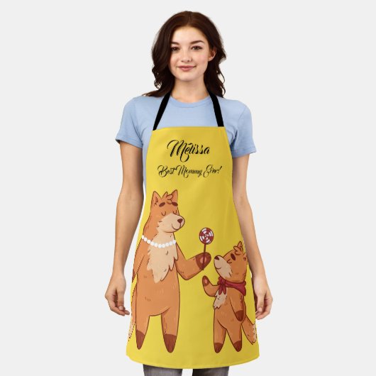 母の日かわいいキツネ。 エプロン (着用した状態)