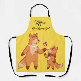 母の日かわいいキツネ。 エプロン