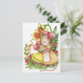 母の日かわいいハグマウスネズミはがき ポストカード (スタンド正面)