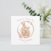 母の日かわいいバニーガールホワイトピンク カード (スタンド正面)