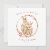 母の日かわいいバニーガールホワイトピンク カード (正面)
