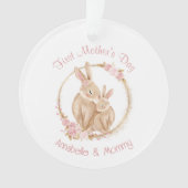 母の日かわいいバニー赤ちゃん女の子の写真 オーナメント (正面)