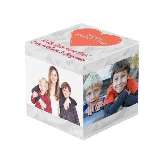 母の日かわいいフォトコラージュ4写真 フォトキューブ (正面アングル)