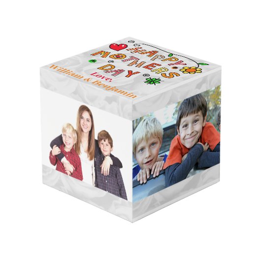 母の日かわいいフォトコラージュ4写真 フォトキューブ (正面アングル)