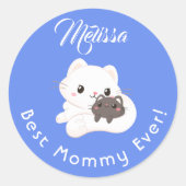 母の日かわいい動物あなたの名前。 ラウンドシール (正面)