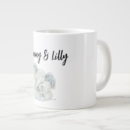 母の日かわいい母とベビー象 ジャンボコーヒーマグカップ (正面右)