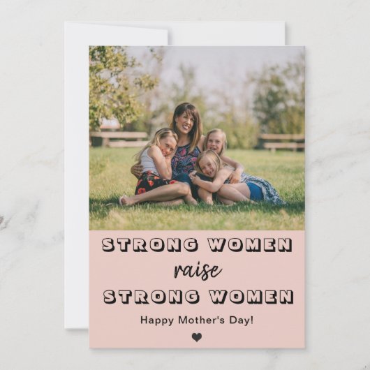 母の日かわいい母の写真強い女性の育て カード (正面)