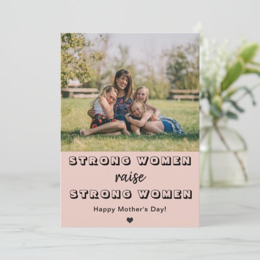 母の日かわいい母の写真強い女性の育て カード (スタンド正面)