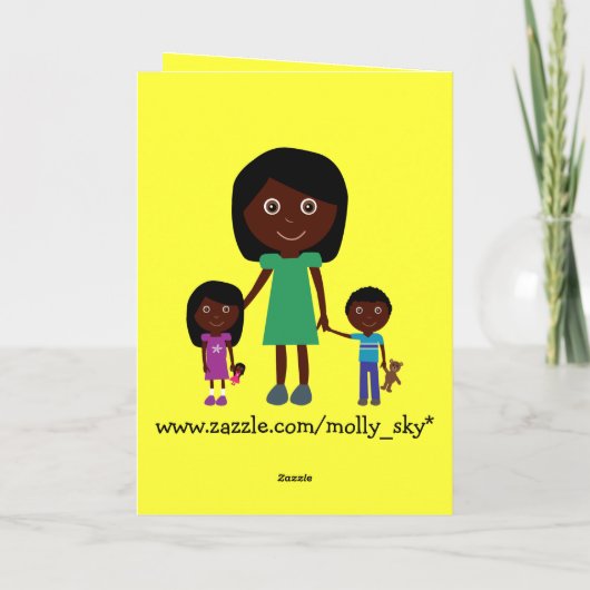 母の日かわいい民族漫画のキャラクター カード (裏面)