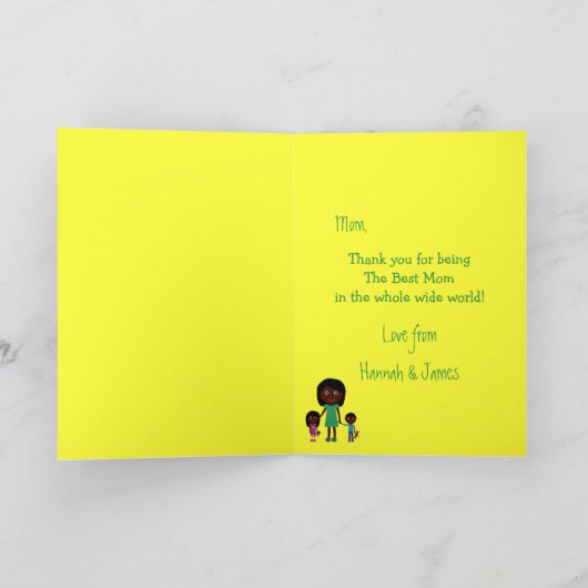 母の日かわいい民族漫画のキャラクター カード (内部)