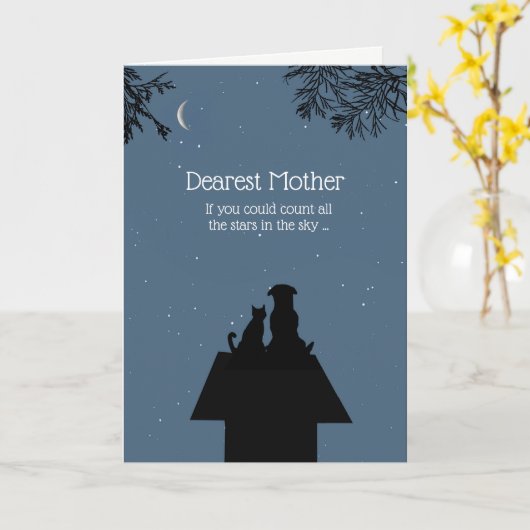 母の日かわいい犬と星 カード (黄色い花)