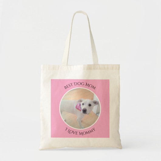 母の日かわいい白い子犬と甘い顔 トートバッグ (正面)
