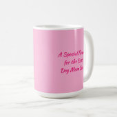 母の日かわいい白い子犬の花ピンク コーヒーマグカップ (正面右)