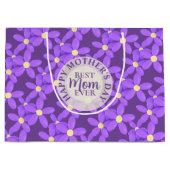 母の日かわいい紫色の花大抱き枕 ラージペーパーバッグ (正面)