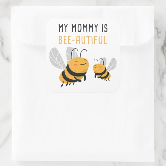 母の日かわいい蜂の子たち スクエアシール (バッグ)