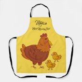 母の日かわいい鶏と雛。 エプロン (正面)
