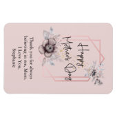 母の日がパーソナライズピンクグレーフローラ マグネット (横)