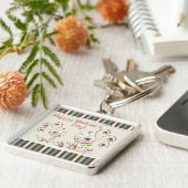 母の日が幸せでかわいい鳥たちストライプ|過去記事 キーホルダー (側面)