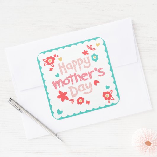 母の日が幸せな花 スクエアシール (封筒)