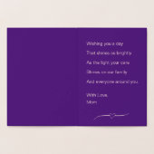 母の日が私の娘に紫と 箔カード (内部)