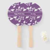 母の日が紫と白の花柄 ハンドファン (正面&裏面)