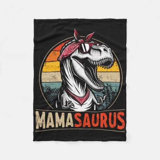 母の日とクリスマスのママサウルス恐竜ママ フリースブランケット (正面)