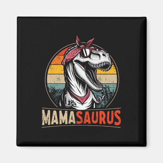 母の日とクリスマスのママサウルス恐竜ママ マグネット (正面)
