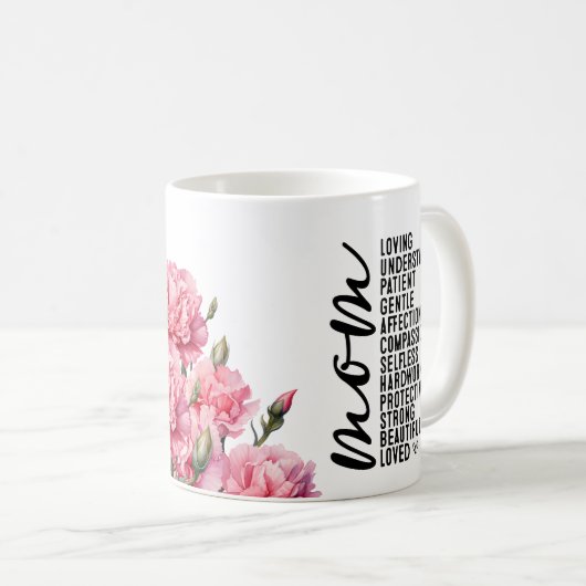 母の日とピンクのカーネーションの花|過去記事 コーヒーマグカップ (正面右)