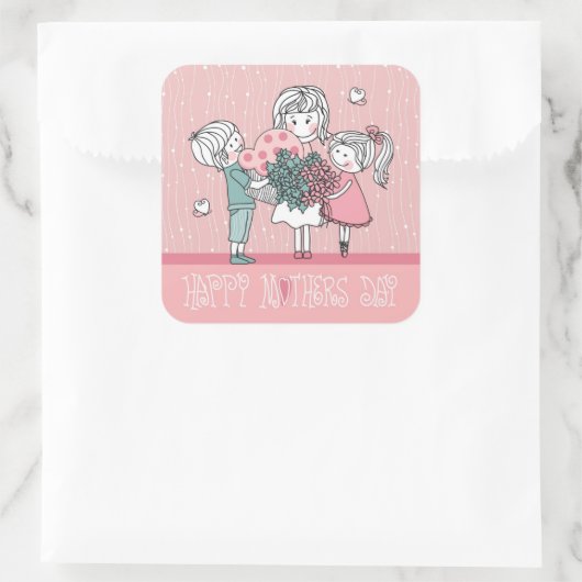 母の日と子ども スクエアシール (バッグ)