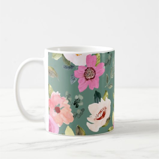 母の日と花柄 コーヒーマグカップ (左)