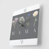 母の日と誕生日にぴったりなMama Wildflower スクエア壁時計 (傾斜)