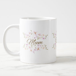 母の日と誕生日のプレゼントにぴったりなフローラルマムデザイン ジャンボコーヒーマグカップ