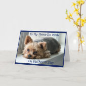 母の日にお母さんが折り畳んだグリーティングヨークシャーテリアカード カード (黄色い花)