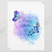 母の日にパーソナライズフローラバタフライカード (正面/裏面)