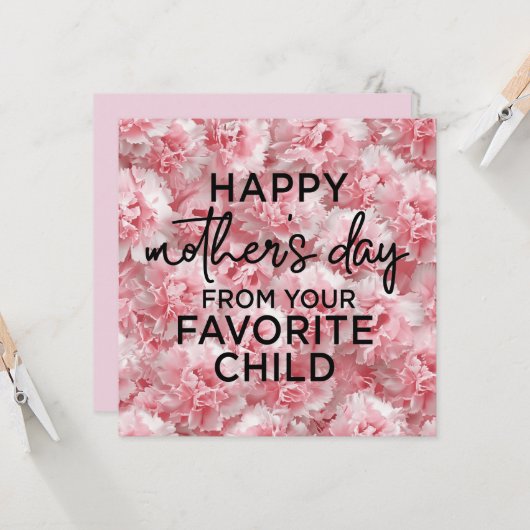 母の日にピンクのカーネーションの花 (正面/裏面インサイチュ)