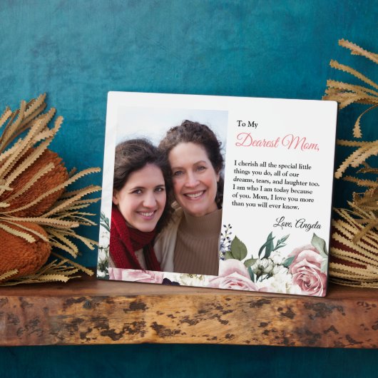 母の日にピンクのバラに言葉をエレガント大切にする フォトプラーク (側面)