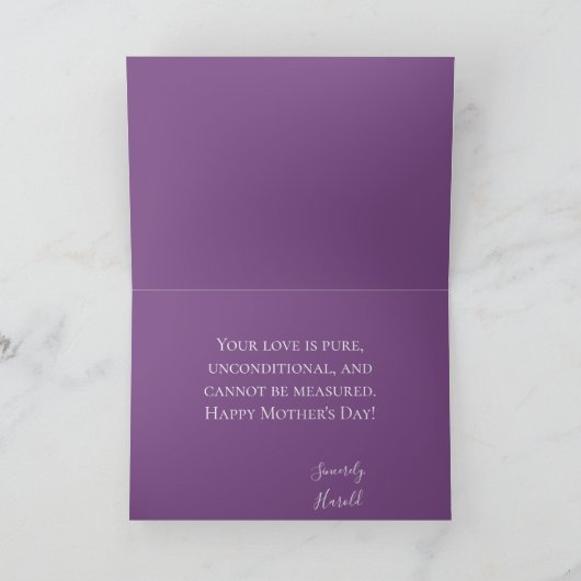『母の日に妻のために紫のフローラ』 カード (内部)