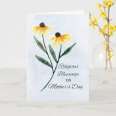 母の日に宗教的な恵みツートーンフラワー カード (黄色い花)