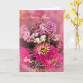 母の日に母のためにピンクの花束フェミニン カード (黄色い花)