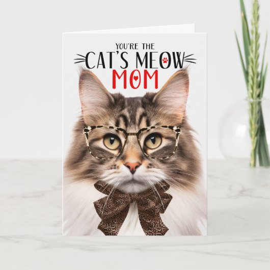 母の日に母のために茶色のノルウェーの森の猫 シーズンカード (正面)