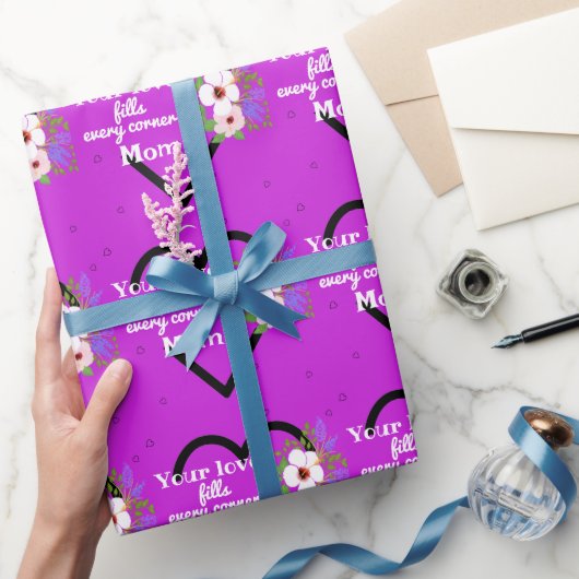 母の日に紫の情熱ハート ラッピングペーパー (ギフト)