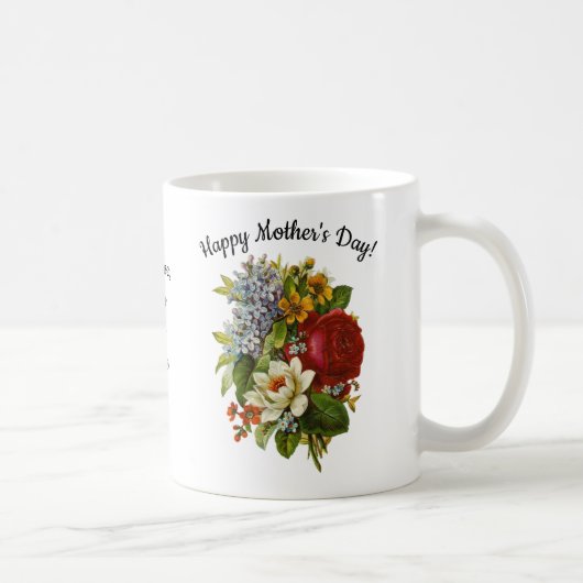 母の日に美しい夏の花束と赤いバラ コーヒーマグカップ (右)