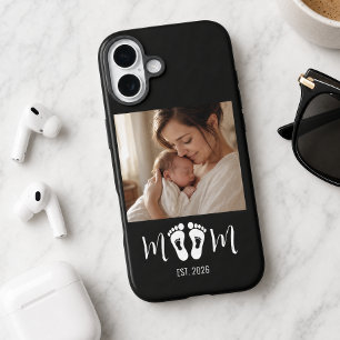 母の日に贈る赤ちゃんの足跡の写真 iPhone 16ケース